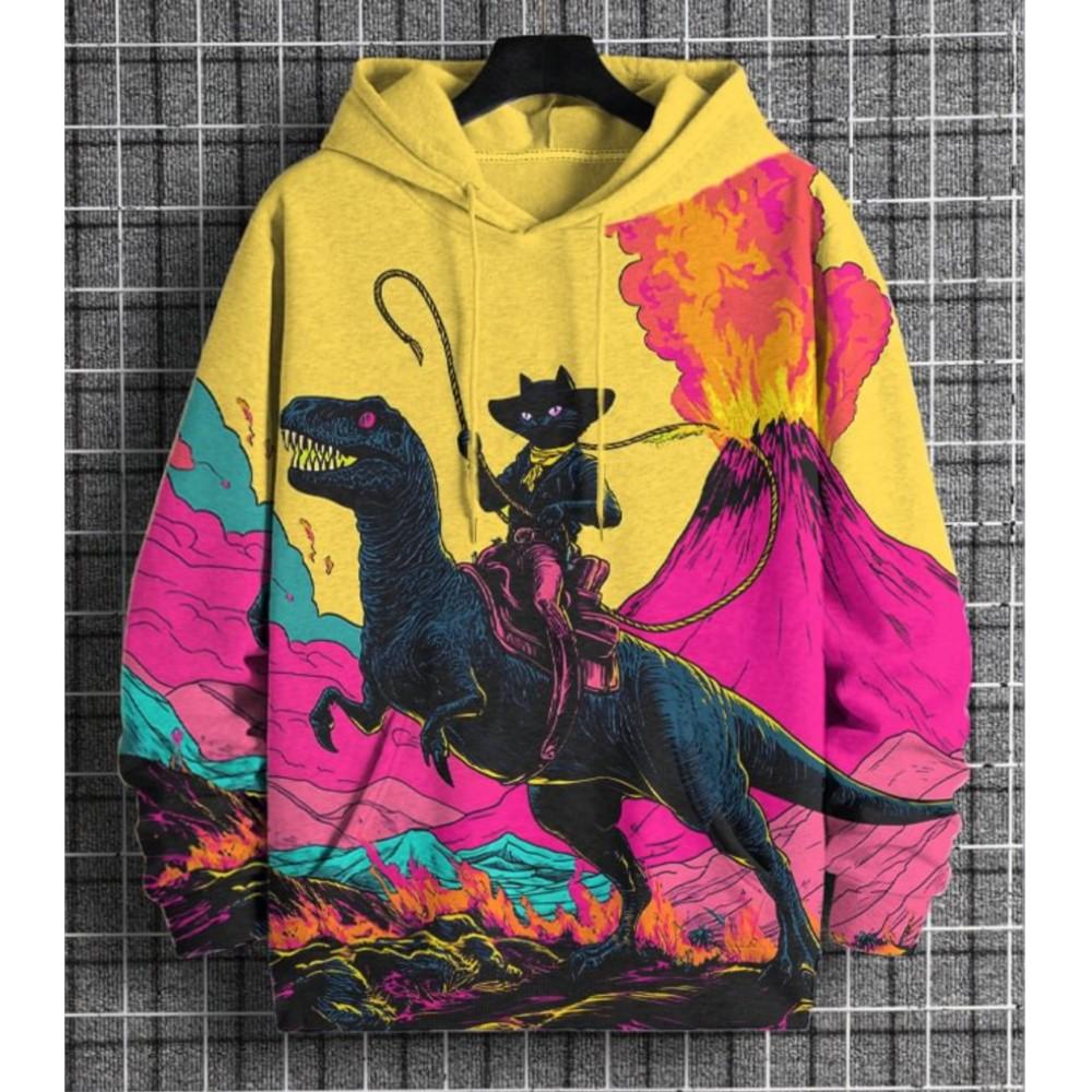

2026 Men s Hoodies Funny Cat Dinosaur UFO Art 3D Printed Cartoon Sweatshirt Men Women Tracksuit Oversized Casual Street Y2k Coat S