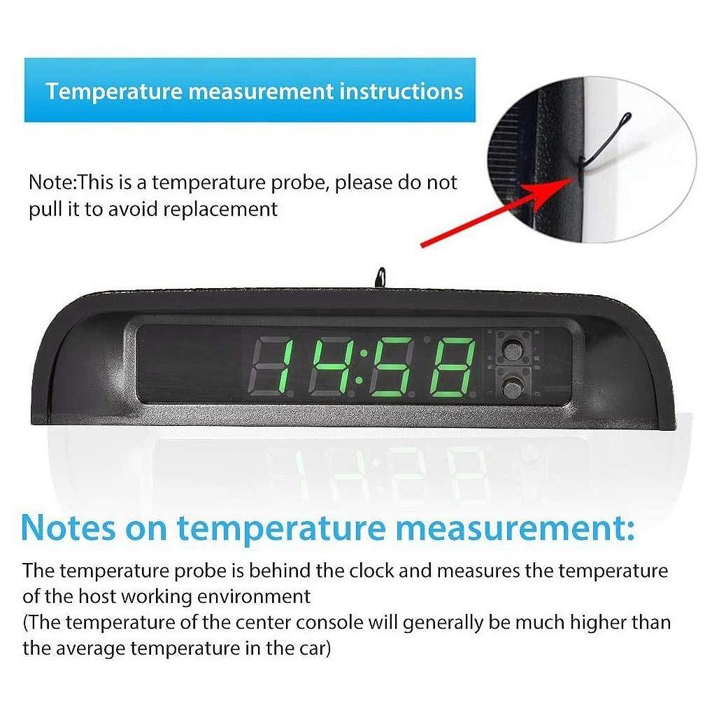 Orologi per auto con termometro da notte Orologio digitale interno per auto da attaccare Orologio per auto alimentato ad energia solare 24 ore