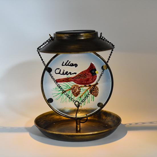 Solar Bird Feeder Decorative Night Light Bird Feeder Waterproof Solar Powered Garden Bird Feeder for Outside Yard Patio