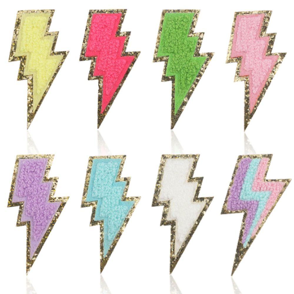 

8pcs Golden Edges Light Patch Iron on Chenille Patches Sew on Patch Iron on Patch Clothes
