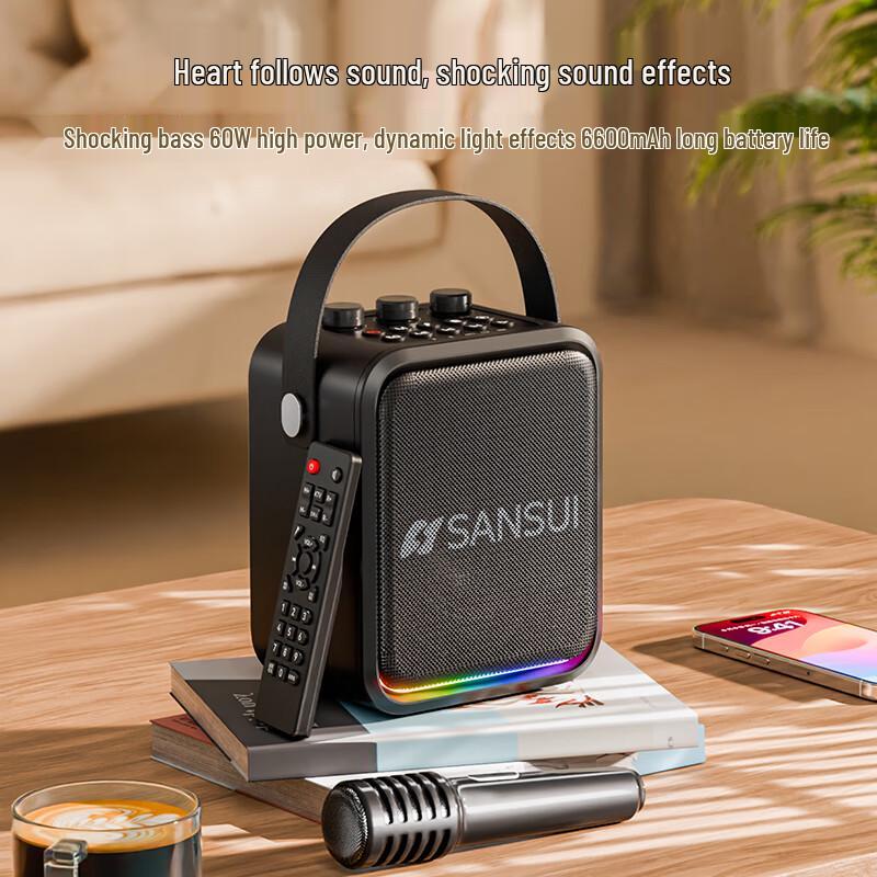 SANSUI Portable Outdoor Karaoke Bluetooth Speaker