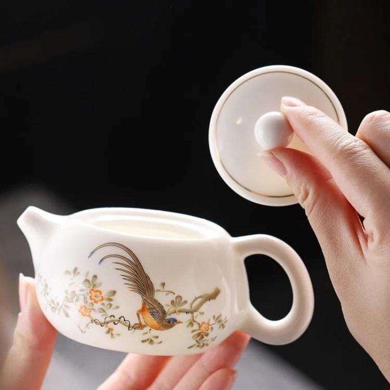 160ML Elegant Jade-White Ceramic Xishi Teapot – Classic Chinese Teaware for Home Brewing & Daily Tea Rituals