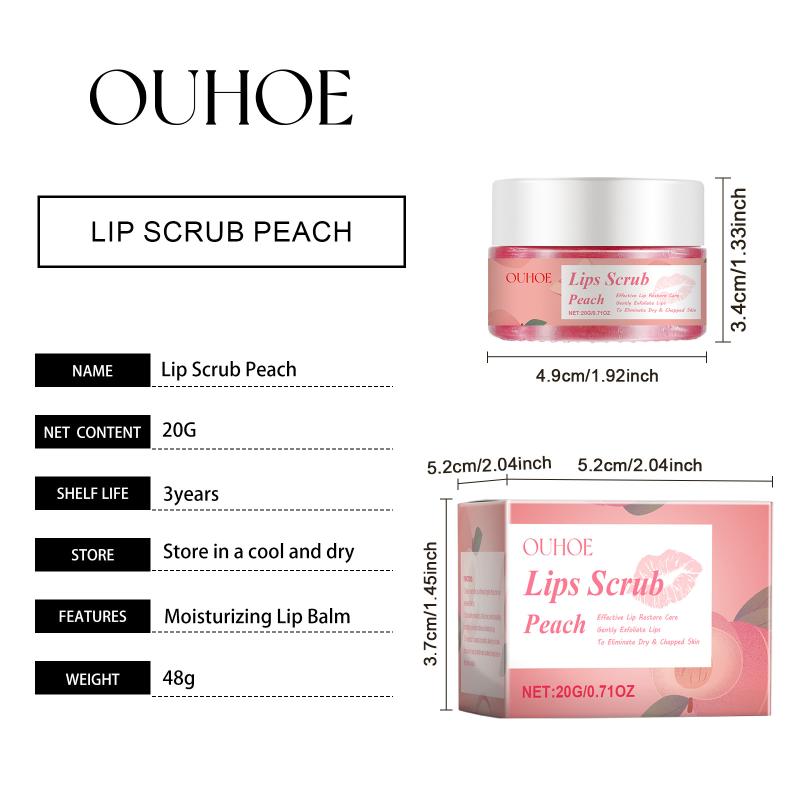Peach Brightening Lip Scrub Exfoliating Pink Plumper Moisturize Smooth Skin Repair Lighten Fine Line Dead Skin Remover Lip Scrub