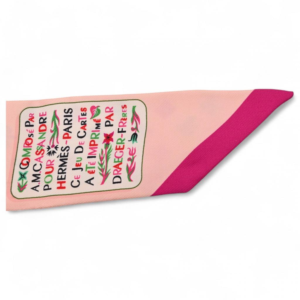 Auth HERMES Twilly Jeu De Cartes Playing Cards Scarf Silk He5711er