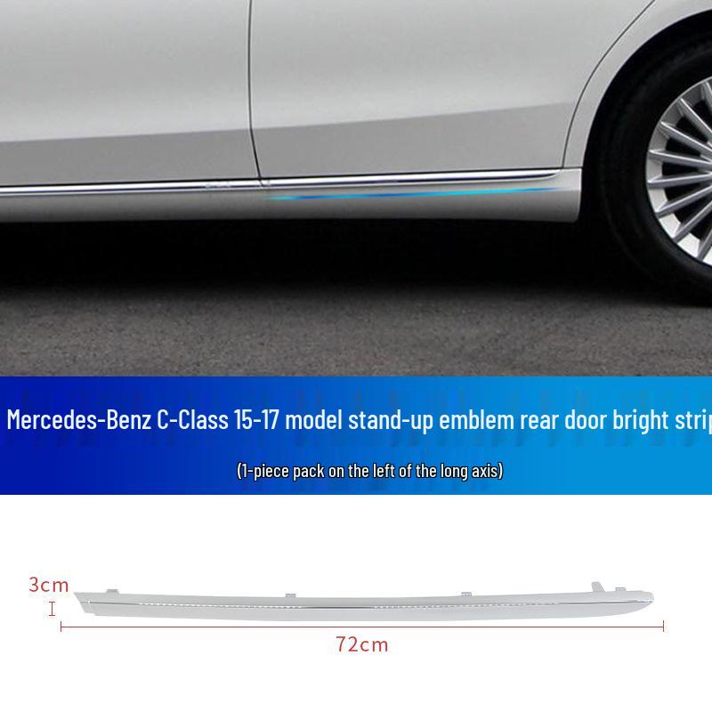Mercedes-Benz C-Class Decorative Silver Strips: C180 Bumper, C200 Door, C260 Silver, C300 Style.