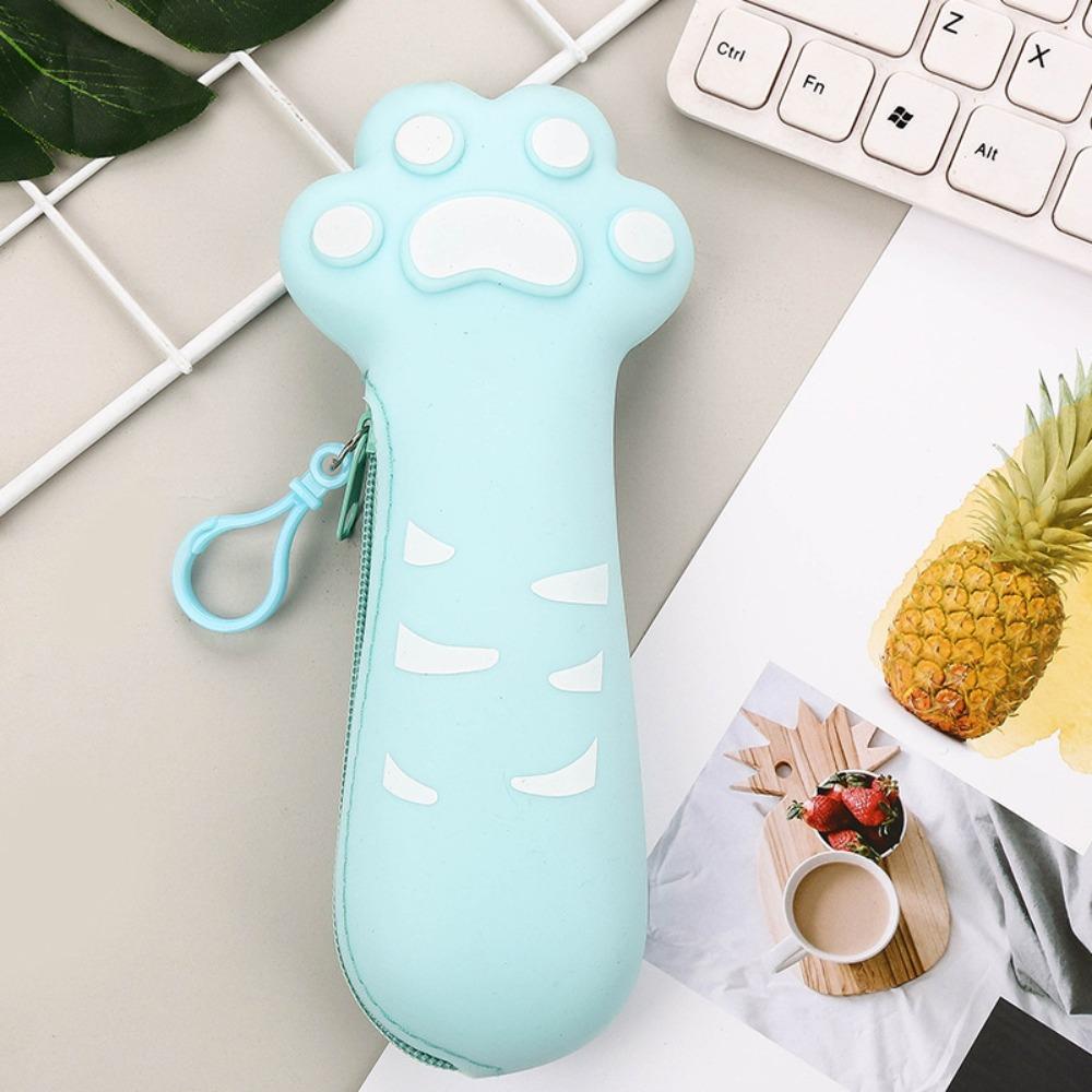 Cartoon Cute Cat Claw Silicone Pencil Case High Appearance Large Capacity Pencil Stationery Boxes Zipper Stationery Pencil Bags