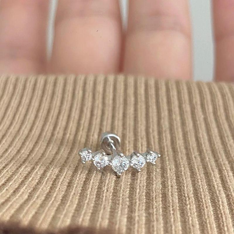 

Edge Arc Ear Bone Stud Gang Drill Medical Titanium Steel Alloy Ear Studs Ear-Caring Sweet Cool Niche Style Unique Beautiful Earrings One full drill ear row