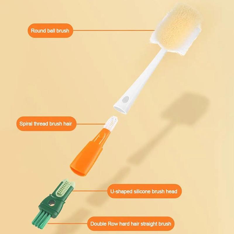 4 In 1 Cup Cleaning Brush Bottle Gap Cleaner Brush Detachable Scrubber Baby Bottle Cleaning Tool Kitchen Accessories