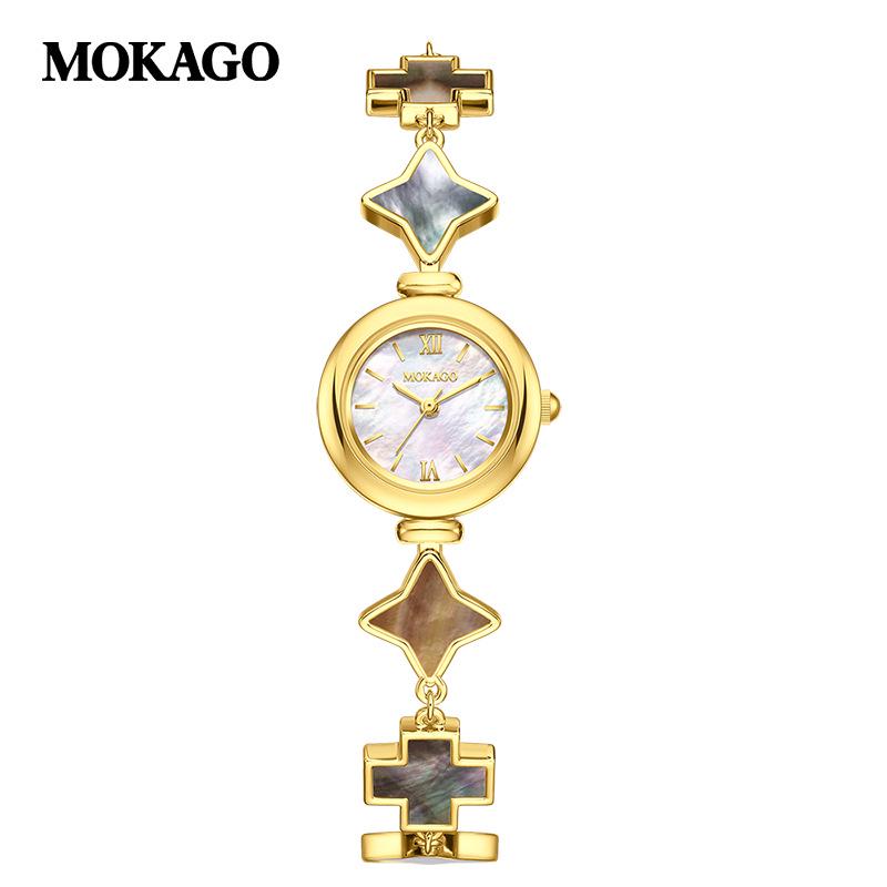 MOKAGO Роскошные маленькие женские часы из сплава с перламутровым циферблатом