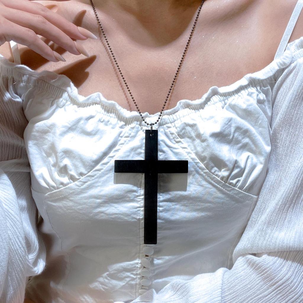 Women's Geometric Diamond Cross Necklace - European & American Punk Hip-Hop Style Choker