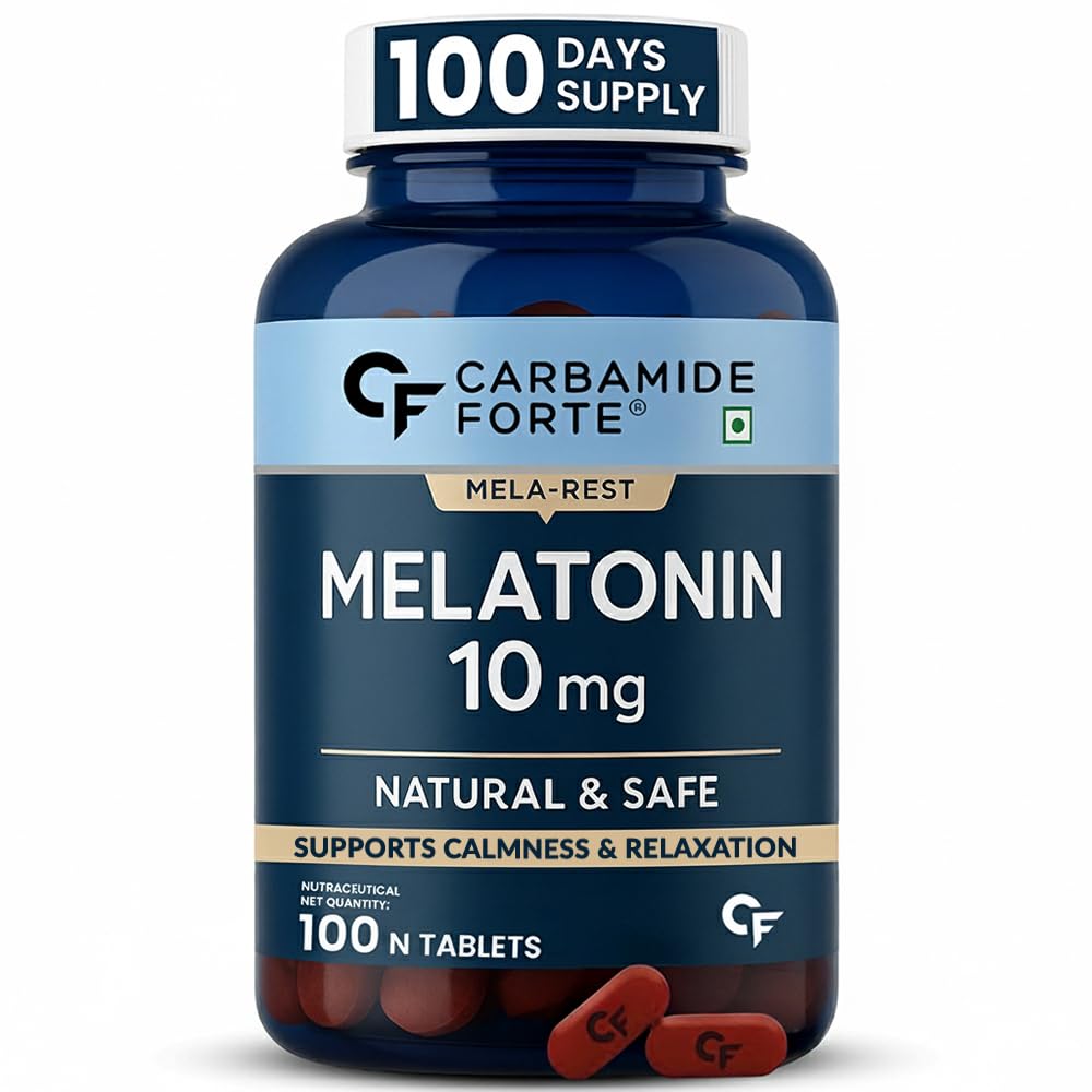 

Carbamide Forte Melatonin 10 mg Sleep Supplement for Restful Deep Sleep 100 Veg Tablets