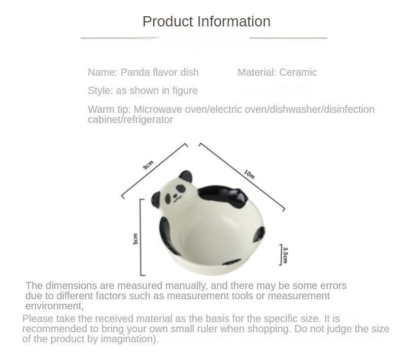 Plato creativo con forma de panda para mojar, para hacer albóndigas caseras, vinagre, olla caliente, condimento, plato pequeño de cerámica, diseño de plato con sensación de regalo