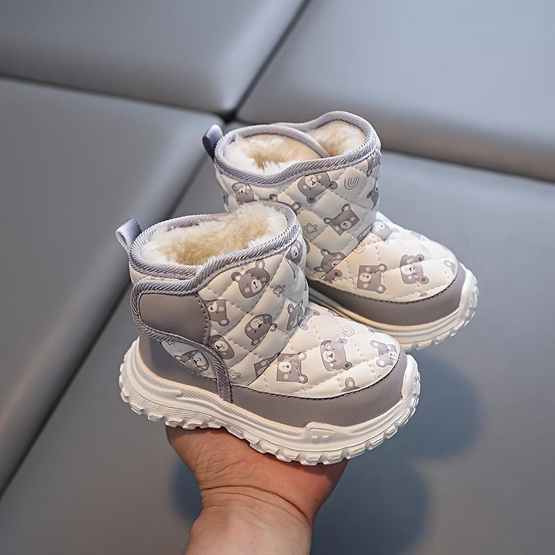 

Зимняя мода Теплые и ветрозащитные сноубутсы на флисовой подкладке для мальчиков и девочек в возрасте 1-6 лет, Подходят для ношения в помещении и на улице, с нескользящей подошвой 24 серый