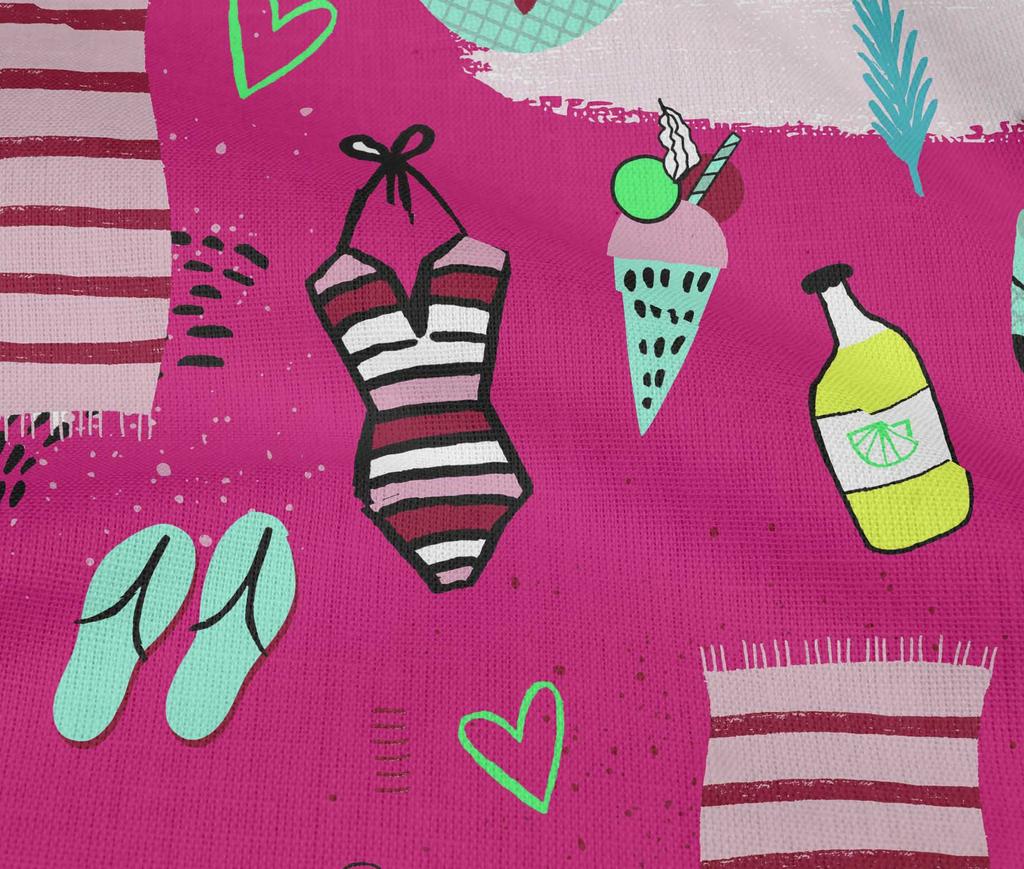 oneOone Cotton Flex Fuschia Pink Fabric Summer Beach Diy Clothing Quilting Fabric Print Fabric By Yard 40 Inch