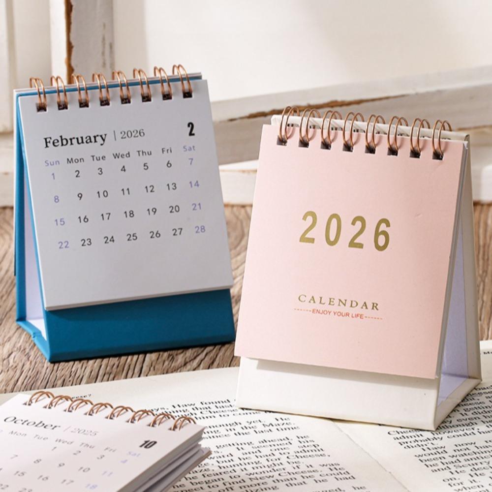 2026 Stolní kalendář Mini Přenosný Jednoduchý Anglický Ručně vyráběná Stolní dekorace Kancelář Denní záznam Studovna Dekor Stolní doplňky