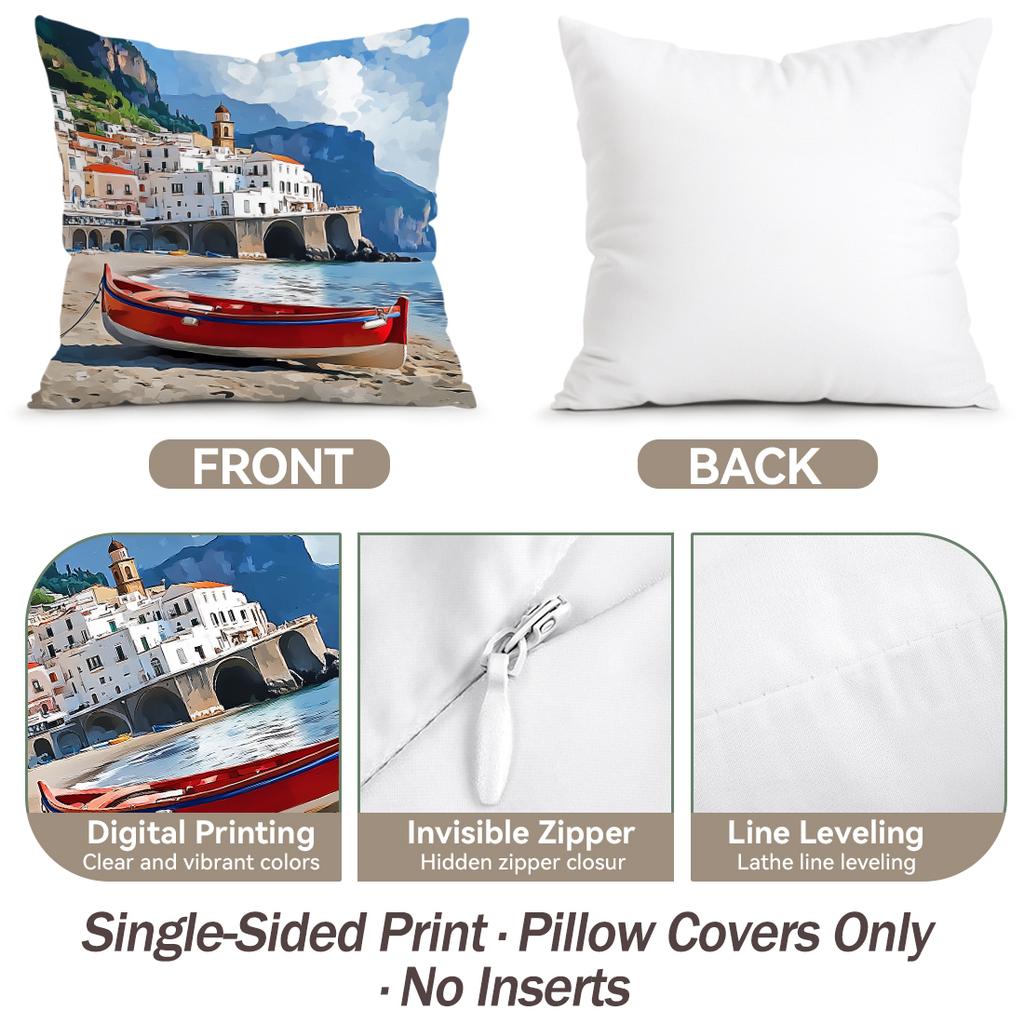1/4pcs Coastal Theme Cushions Pillowcase Polyester Cushion Cover Throw Pillow Pillowcover Home Car Sofa Decor
