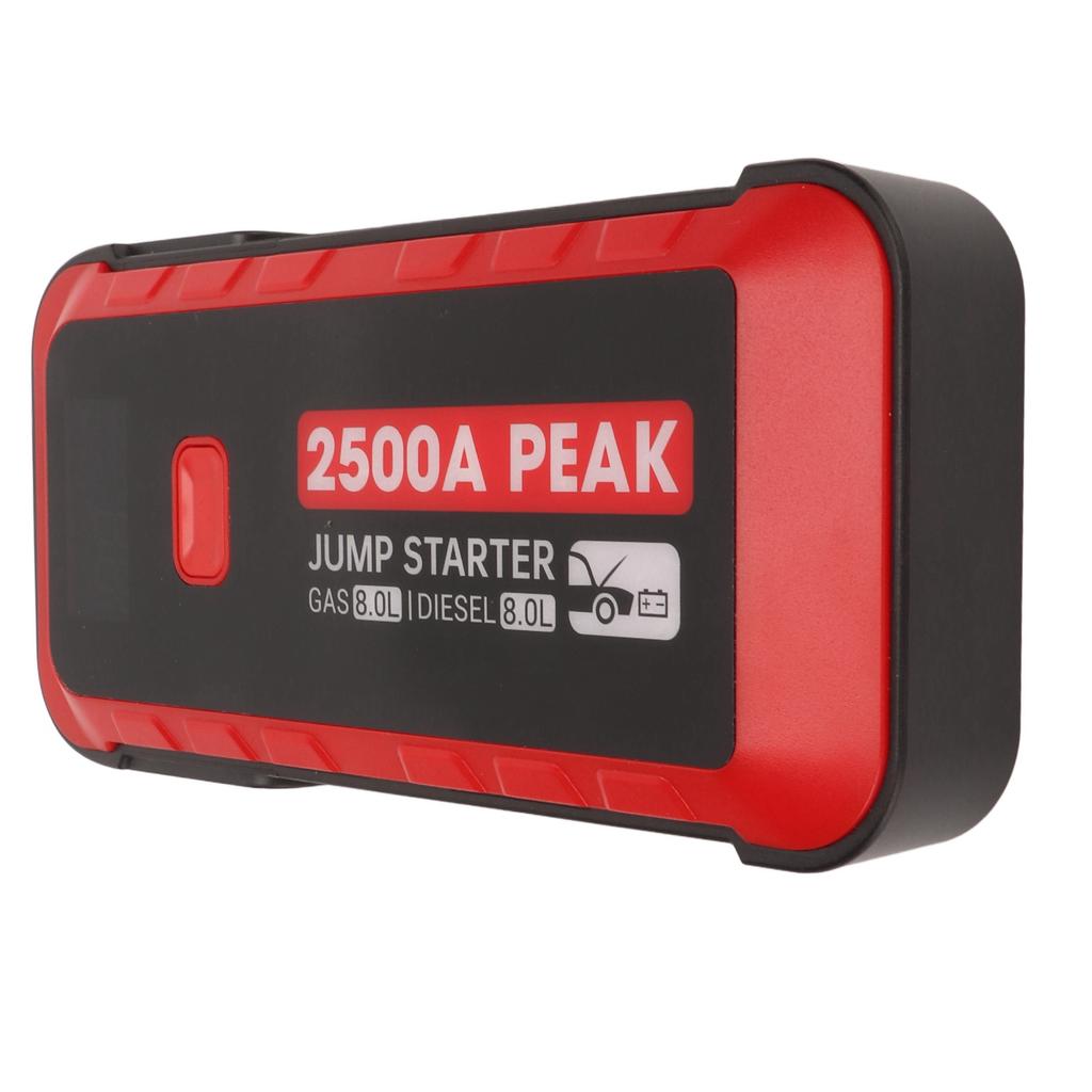 Car Battery Jump Starter 2500A 25800mAh USB Fast Charge LCD Display Portable Jump Starter for 12V