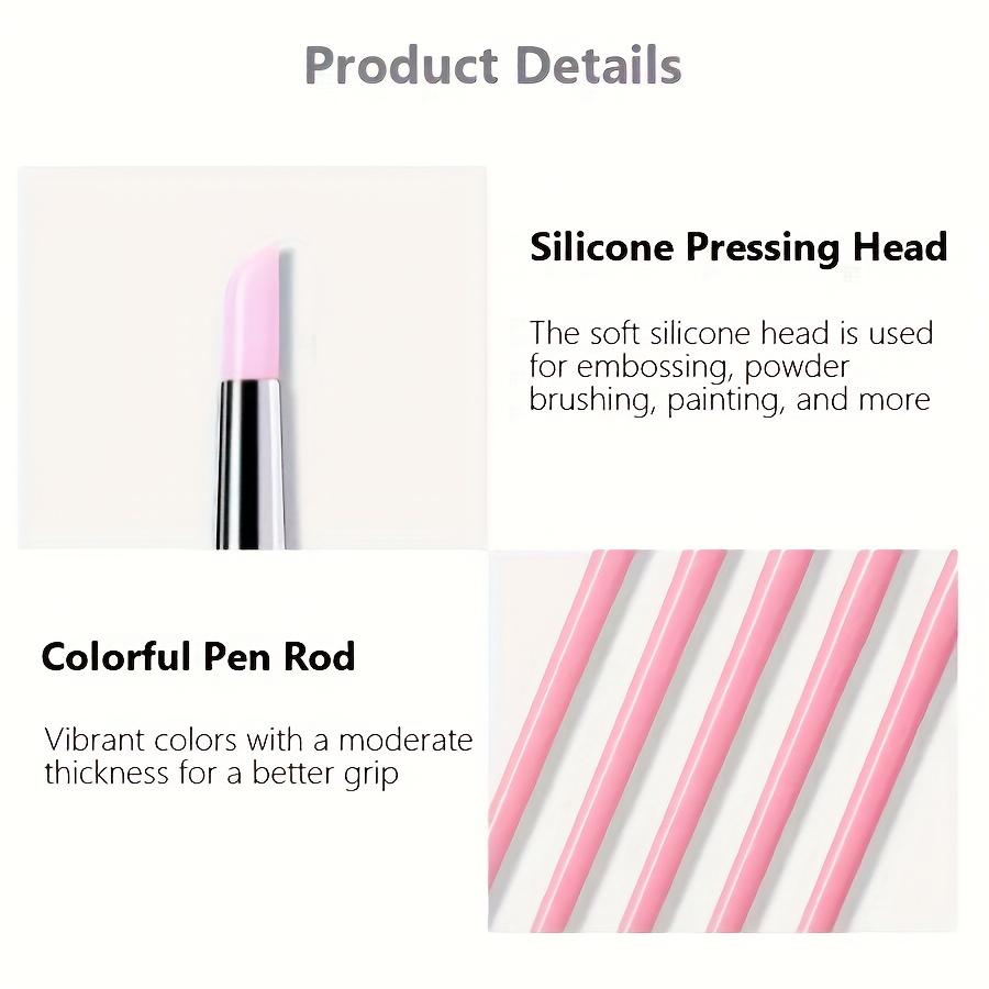 [Set Penne per Nail Art] Set da 5 Penne per Nail Art Manico Bianco o Rosa Strumento per Punti e Stamping con Penna Pressione in Silicone per Manicure