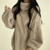 Koreanische Strickwaren Pullover Rollkragen Gestrickte Pullover Frauen Übergroßen Lange Pullover Weibliche Lose Beiläufige Warme Jumper Dame
