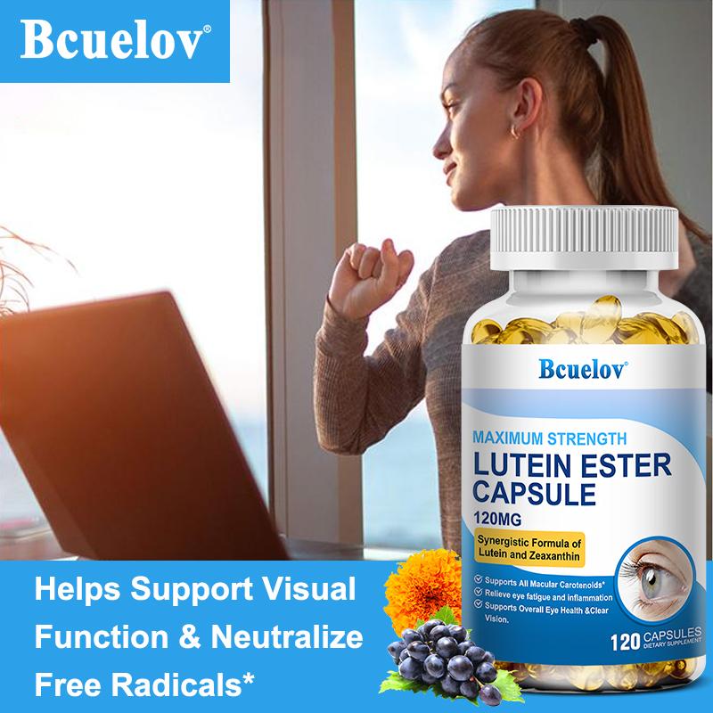 Bcuelov Lutein-Ester-Kapseln 120 mg hoher Gehalt mit Lutein-Zeaxanthin zur Linderung von Augenermüdung, Erhaltung der Makulagesundheit und klarer Sicht
