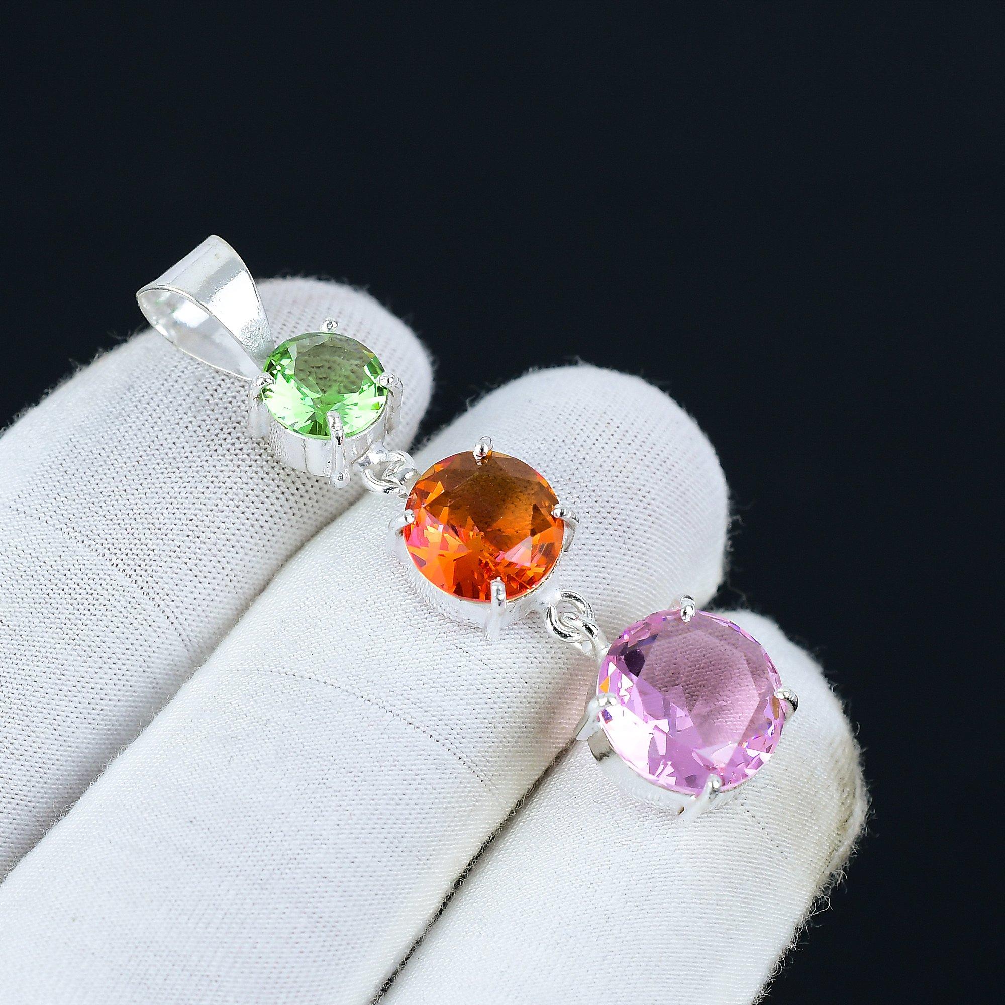 

Розовый кунцит, медовый топаз, зеленый турмалин, ювелирные изделия ручной работы из стерлингового серебра 925 пробы, серебряный кулон, богемный кулон, подарки для мамы