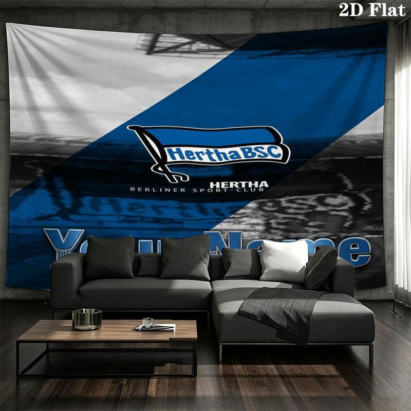 Hertha BSC Custom Name Wall Tapestry Aesthetic Wall Hanging Printed Fabric Blanket Decorative Tapestries for Bedroom Living Room Home Decor