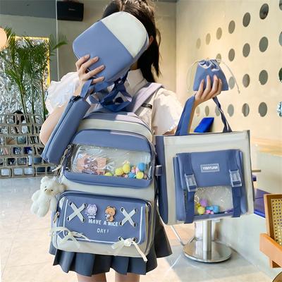 School Bag New Large-capacity Girl School Bag Cute Versatile Color Matching Backpack Trendy Contrasting Color Primary School Backpack Fashion