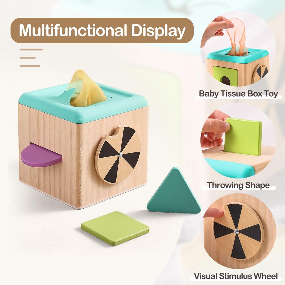 Children Wooden Montessori Toy Kids Magic Tissue Box Exercise Finger Educational Toys for Baby Early Sensory Busy Box Toys Gifts