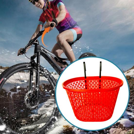 Bicycle Basket Strong Large Capacity Hollowed-out Plastic Basket Multifunctional Item Storage Removable Folding Bike Organizer Front Basket Cycling