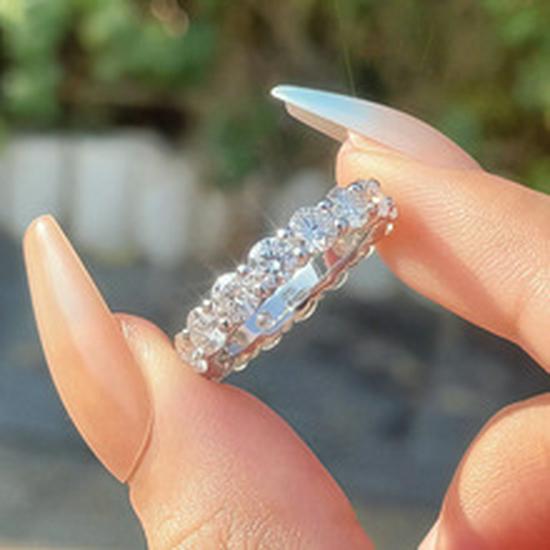 925 Sterling Silver 3 Carat Moissanite V-Shaped Engagement Ring Set, Light Luxury Women’s Wedding Band.