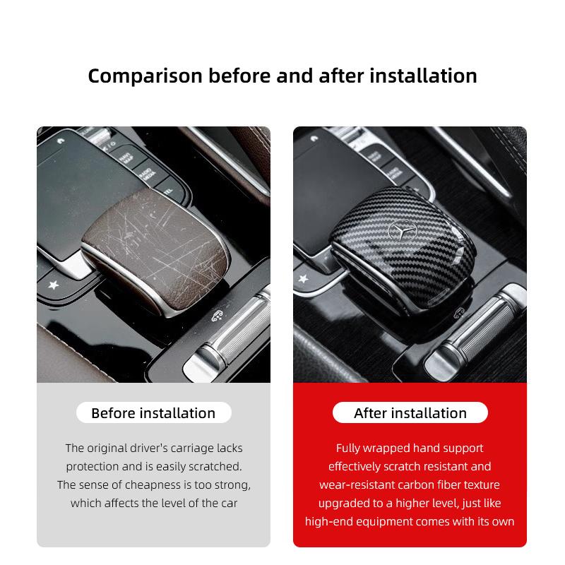 VFO1 Carbon fiber Texture Gearshift Cover For Mercedes-Benz 2020-2022A/B-Class C/E-Class Gearshift Protection Cover GLB/GLC 220/EQB