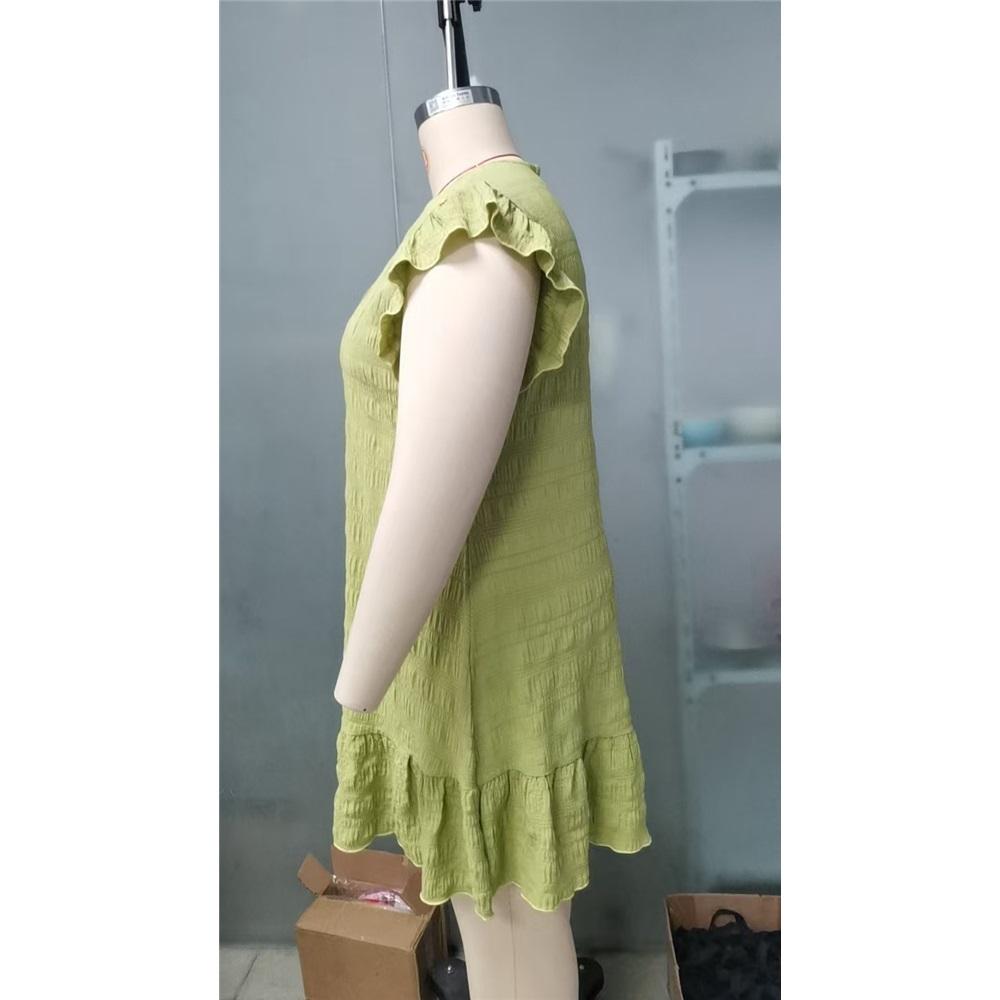 Dámské letní volány Moucha Volný Jednobarevné Prázdninové šaty nad kolena Jednodílné šaty