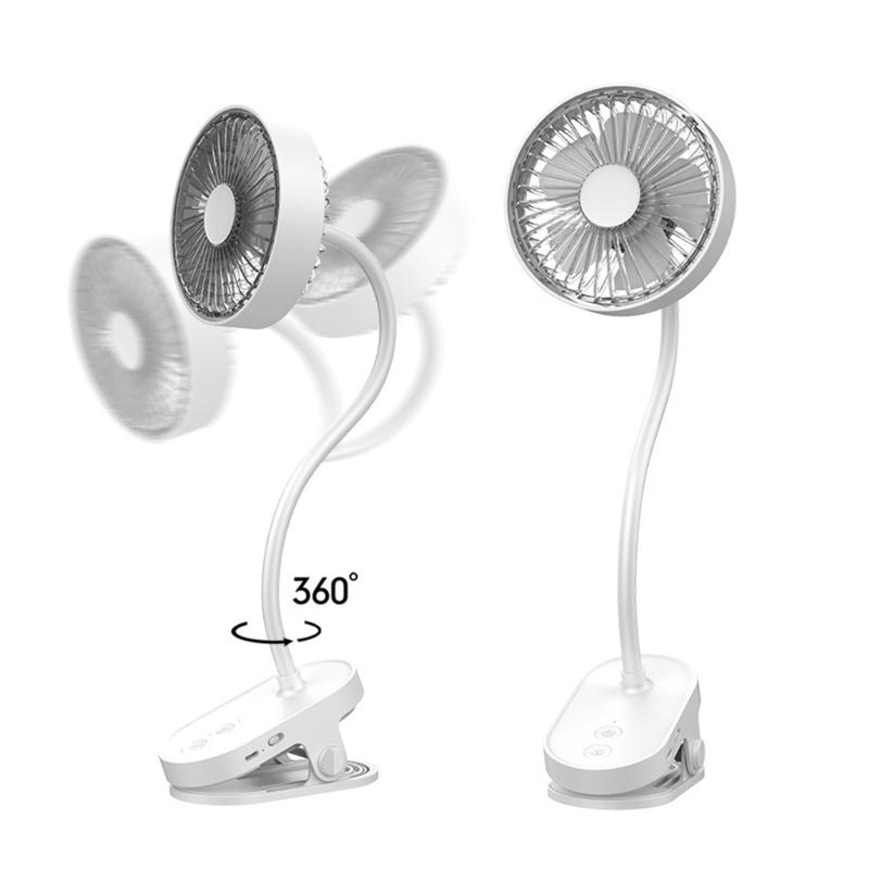 Mini Clip Fan Quiet Portable Night Light Fan USB Rechargeable Fan