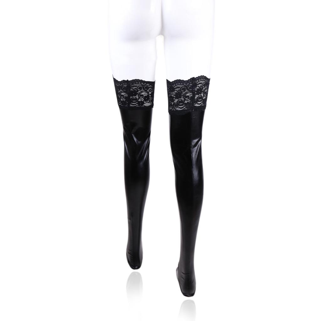 Dames Olie Glanzende Kousen Pvc Latex Kousen Sexy Fetisj Lange Middel Hoge Sokken Dames Clubkleding Cosplay Kostuums Te Dragen Met Jurk
