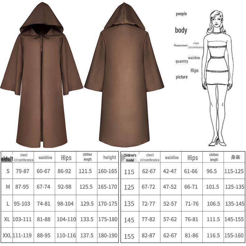 

Хэллоуин 2023 Костюм средневекового плаща смерти для взрослых и детей XXL