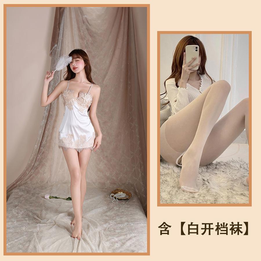 Sex Underwear Lace Integrated Body Sculpting One-piece Nightdress Sexy Temptation Halter Pajamas Split Suspenders Straps