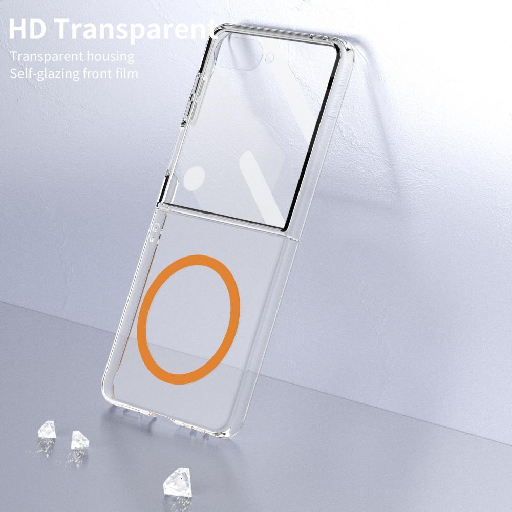 Luxury HD Clear Magsafe Magnetic Fold Phone Case for Samsung Galaxy Z Flip 7 6 5 4 with Screen Protector Wireless Charge Cover
