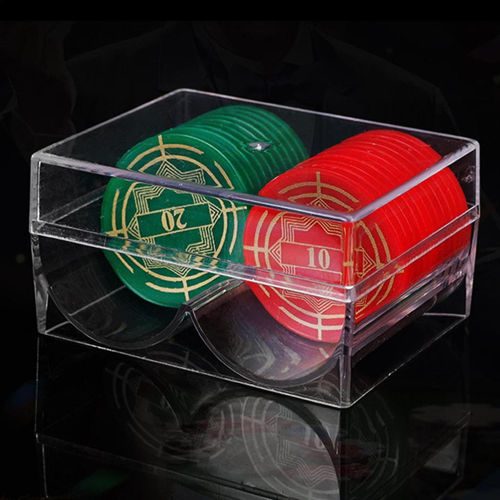 High-quality Poker Chips Box Set Texas 40Pcs Chip Box Acrylic Transparent Portable B accarat Tray Casinos Poker Chip Rack