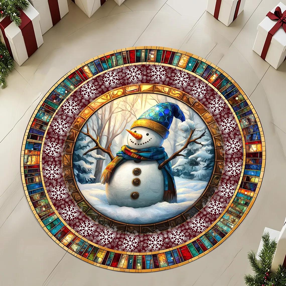 

Snowman Round Rug, Snowman Pattern Round Rug, Christmas Round Rug, Christmas Area, Christmas Decoration Rug Diameter 60cm
