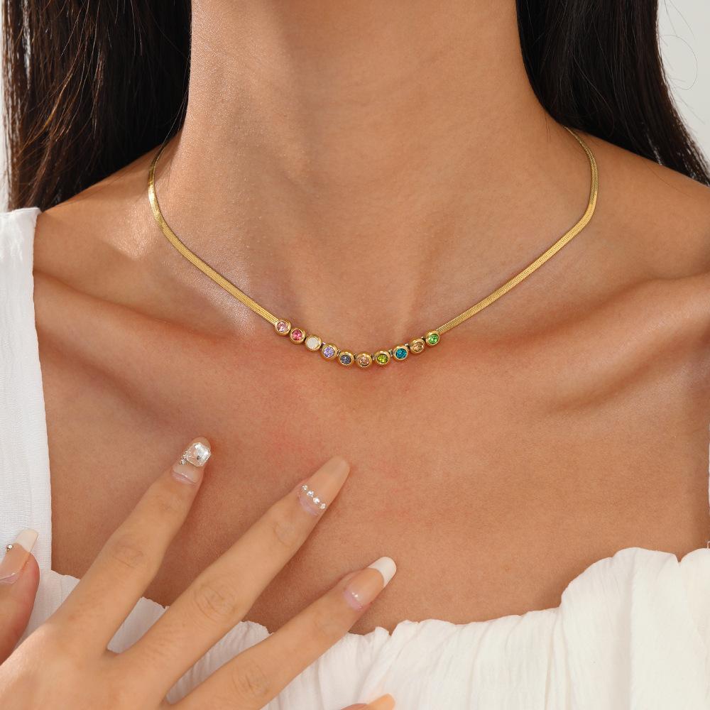 Elegant Colored Diamond Necklace Unique Gold Snake Chain For Women Stylish Jewelry Gift