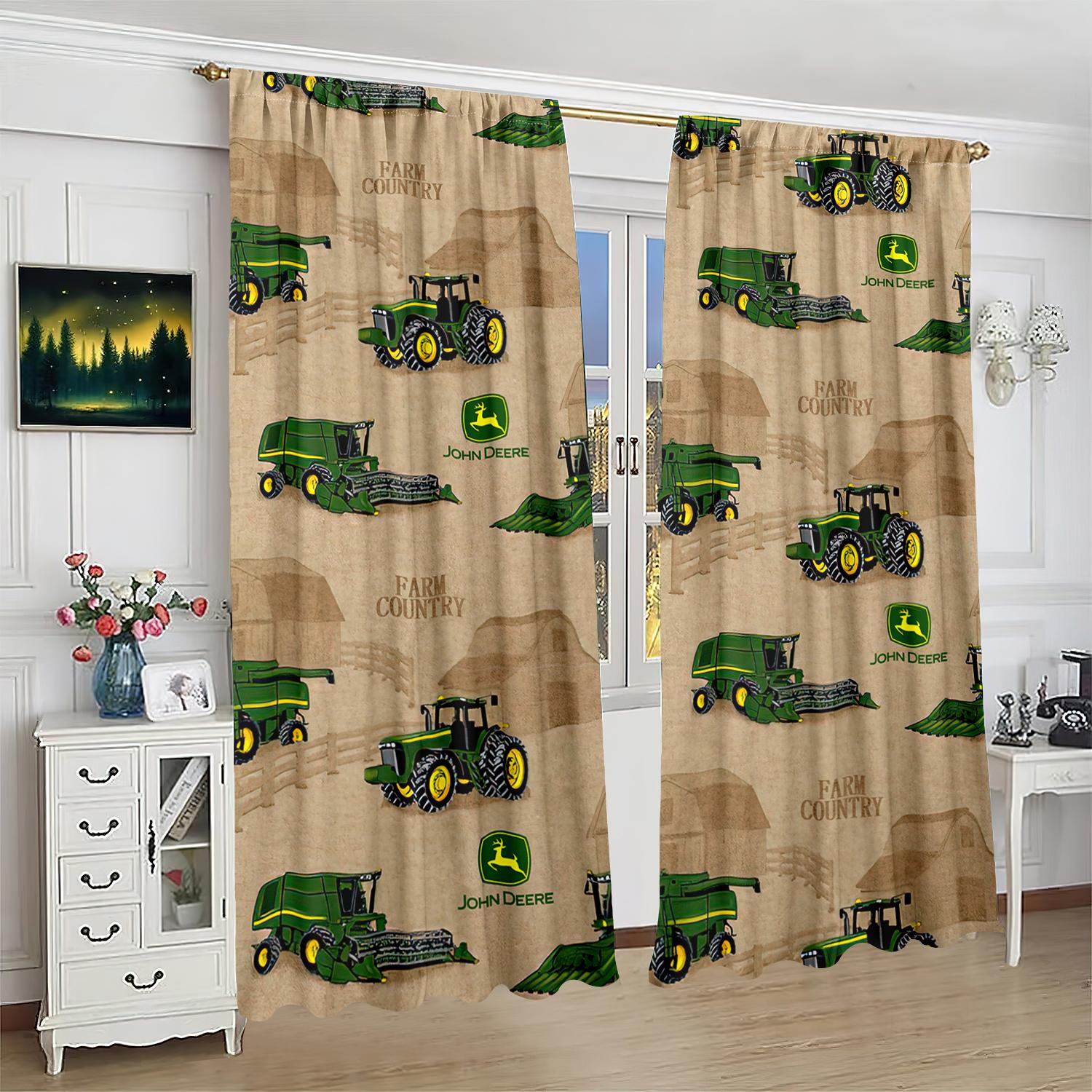 

2 шт. - мультяшный бульдозер - занавеска с принтом - материал полиэстер - подходит для спальни, гостиной, кабинета, занавески для приватности 42inchx63inchx2Pcs