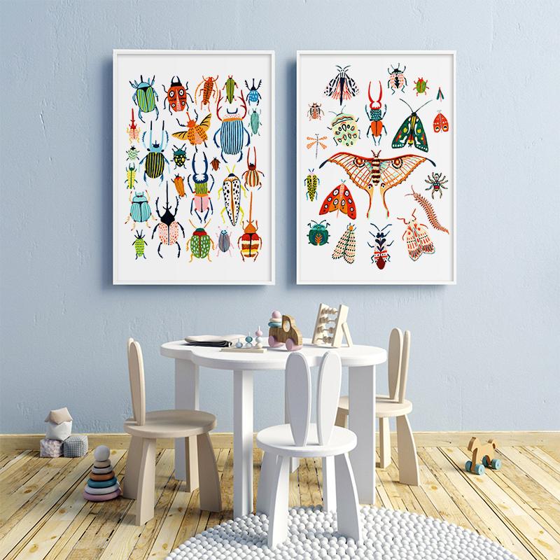 Wall Art Canvas Painting Butterfly Dragonfly Insect Art Prints Nordic Posters Prints Wall Pictures Baby Kids Nursery Room Decor