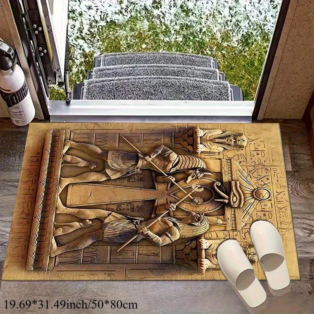 Egyptian Treasure Non-Slip Rug – Ancient Art Design Floor Mat for Living Room, Bedroom, Dorm & Garden Decor