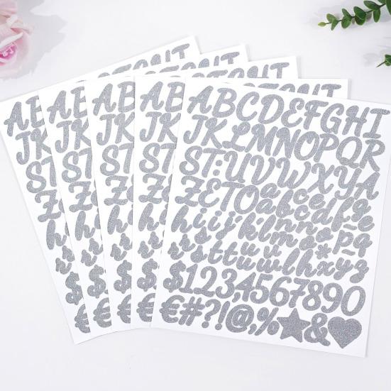 10 Sheets Glitter Letter Stickers Self Adhesive Waterproof Alphabet Number Vinyl Stickers Small Mailbox Decals for Water Bottle Window