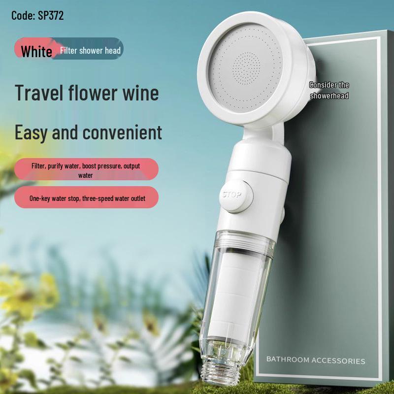 

Portable Handheld Shower Head with Filter for Travel and Hotel Use