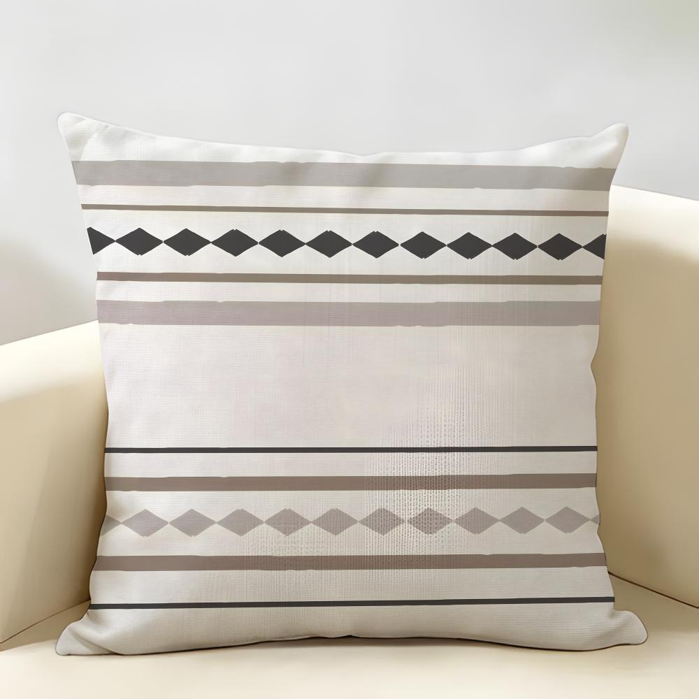 Minimalist Geometric Nordic Abstract Lines Cushion Cover Natural Linen Organic Fabric Printing Breathable Perfect For Home Decor