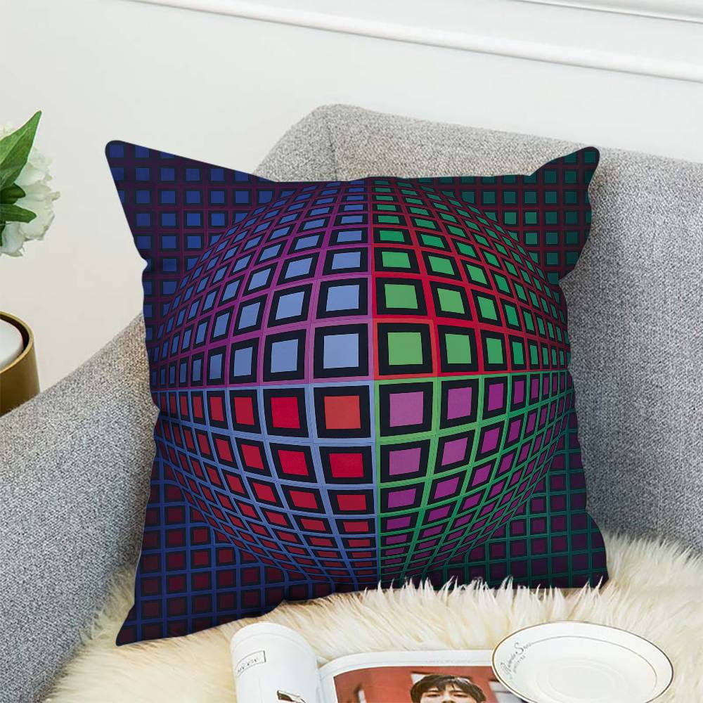 

V-Victor V-Vasarely Pillow Case Album Case Sofa Decorative Home Double-sided Printing Short Plush Cute Cushion Cover 12x12Inch