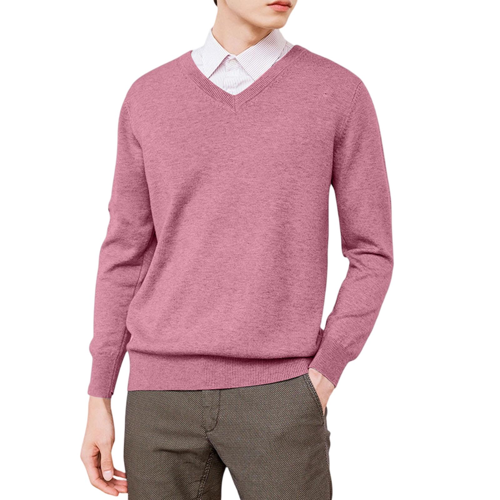 

Men s V-Neck Leisure Keep Warm Sweater XXL розовый