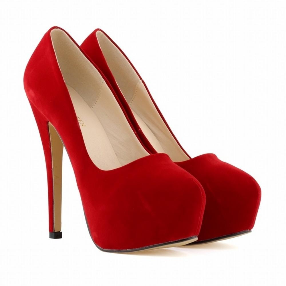 Frauen Pumpen Sexy 14 cm Super High Heels Weibliche Runde Zehen Plattform Pumpen Dünne Fersen Party Kleid Rot Hochzeit Schuhe