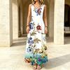 Women's Sleeveless Floral Beach Maxi Dress Soft Flowy Summer Dress for Vacation,Daily Casual,Parties Elegant Versatile Resort Wear